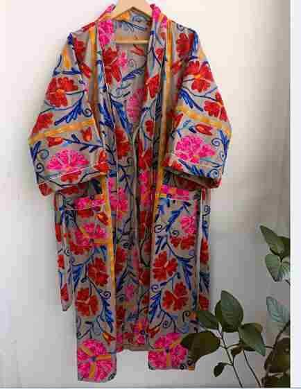Embroidery print kimono robes